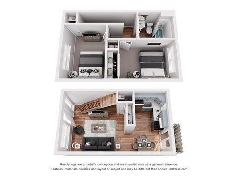 Floor plan for 2 beds, 1 bath, 700 sqft